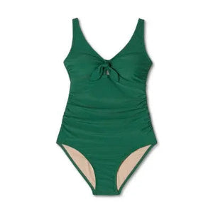 Kona Sol Women's Tie-Front One Piece Swimsuit Full Coverage Swimwear