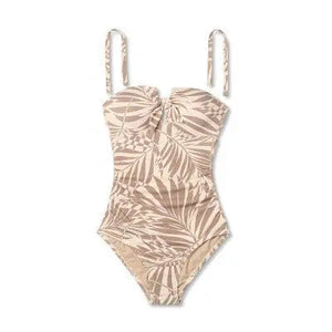 Kona Sol Women's Pique Bandeau One Piece Swimsuit Full Coverage Swimwear