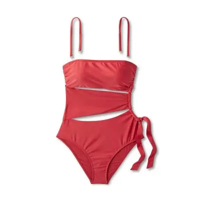 Shade & Shore Women's Bandeau One Piece Swimsuit Wrap Tie Swimwear