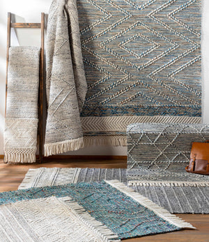Dark Blue Takaungu Wool Blend Braided Tassel Area Rug - Clearance
