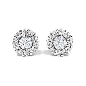 10K White Gold 1 1/2 Cttw Lab Grown Diamond Halo Stud Earrings