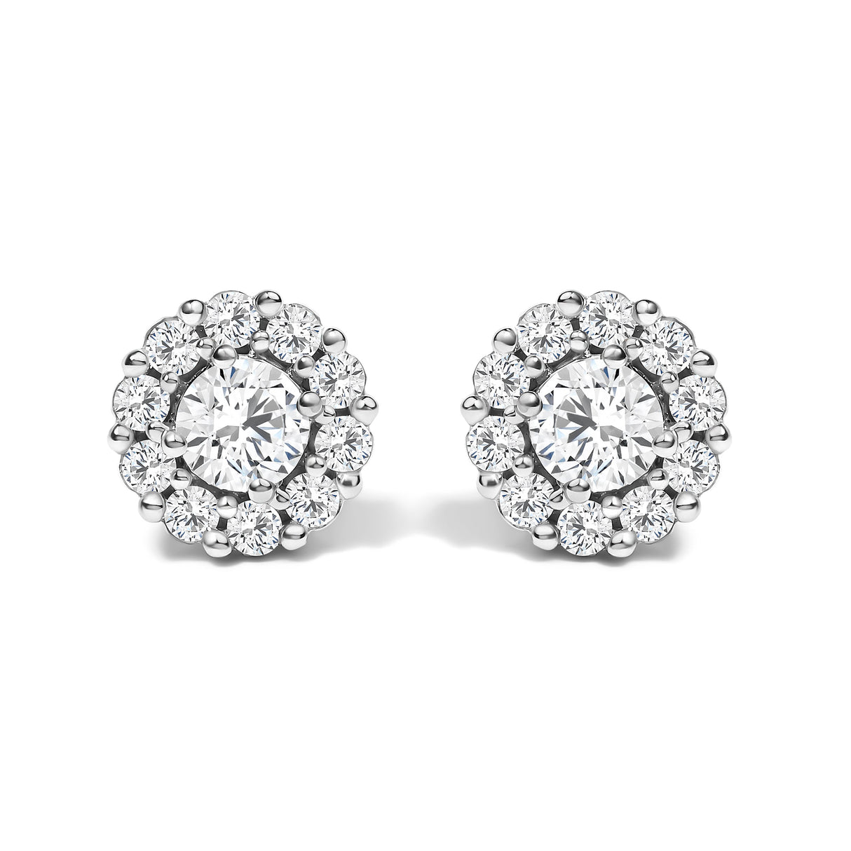 10K White Gold 3.0 Cttw Lab Grown Diamond Halo Stud Earrings