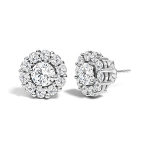 10K White Gold 3.0 Cttw Lab Grown Diamond Halo Stud Earrings