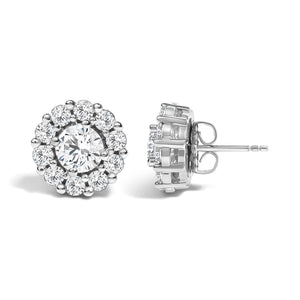 10K White Gold 3.0 Cttw Lab Grown Diamond Halo Stud Earrings