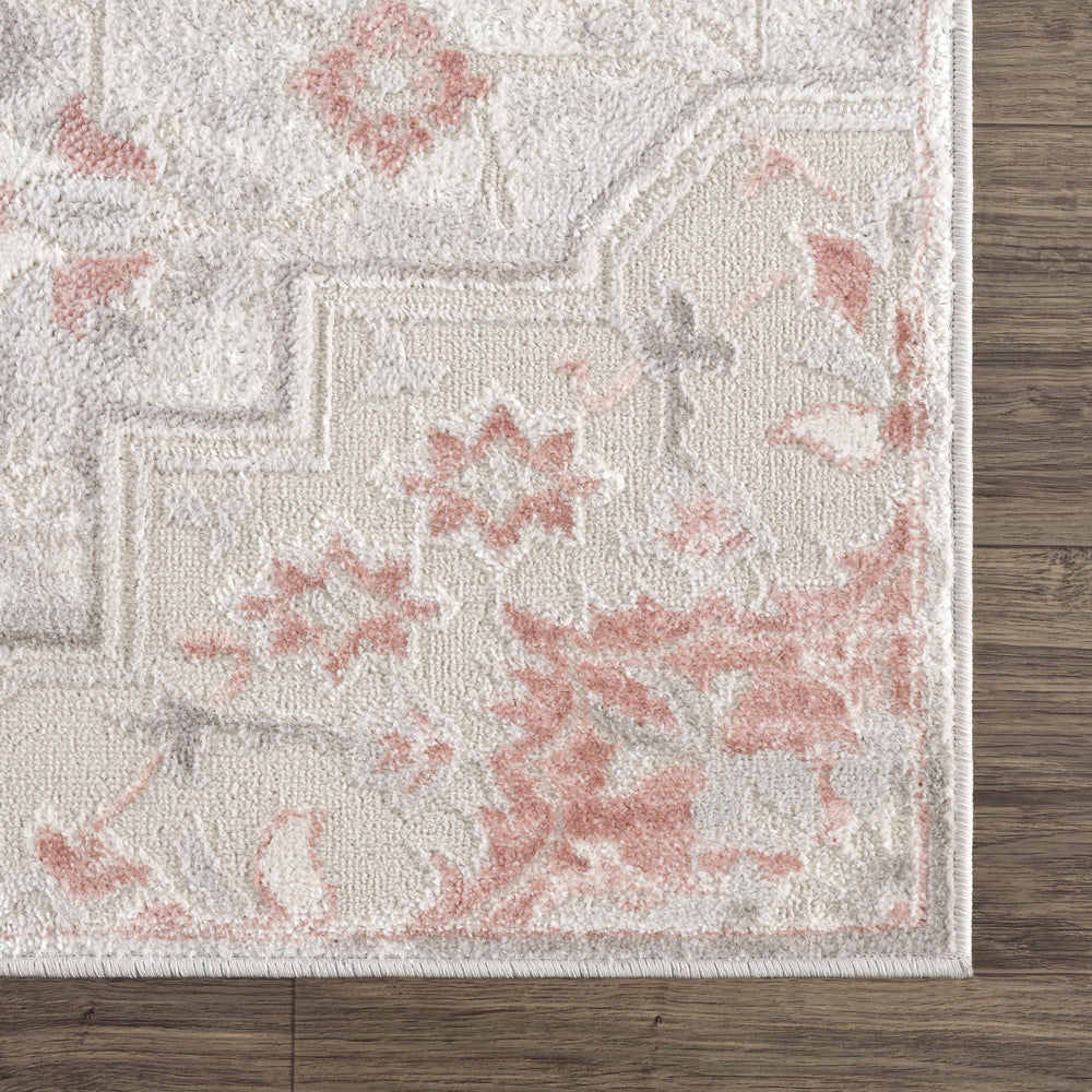 Calum Pink Floral Thick Area Rug - Clearance