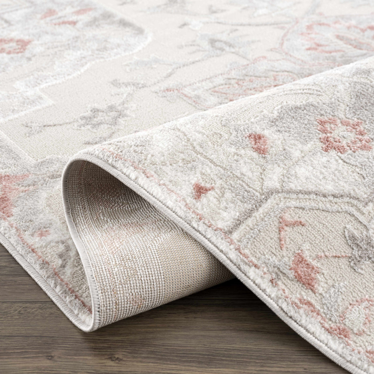 Calum Pink Floral Thick Area Rug - Clearance