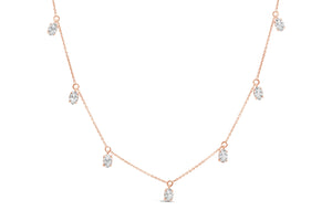 14K Rose Gold 1 3/8 Cttw Oval Lab Grown Diamond Dangle Station Necklace - 17" Inches