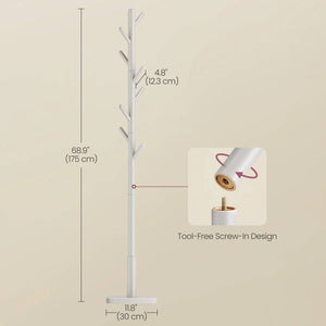 Modern Farmhouse Solid Wood Coat Rack Entryway Hall Tree Hat Stand in Light Grey