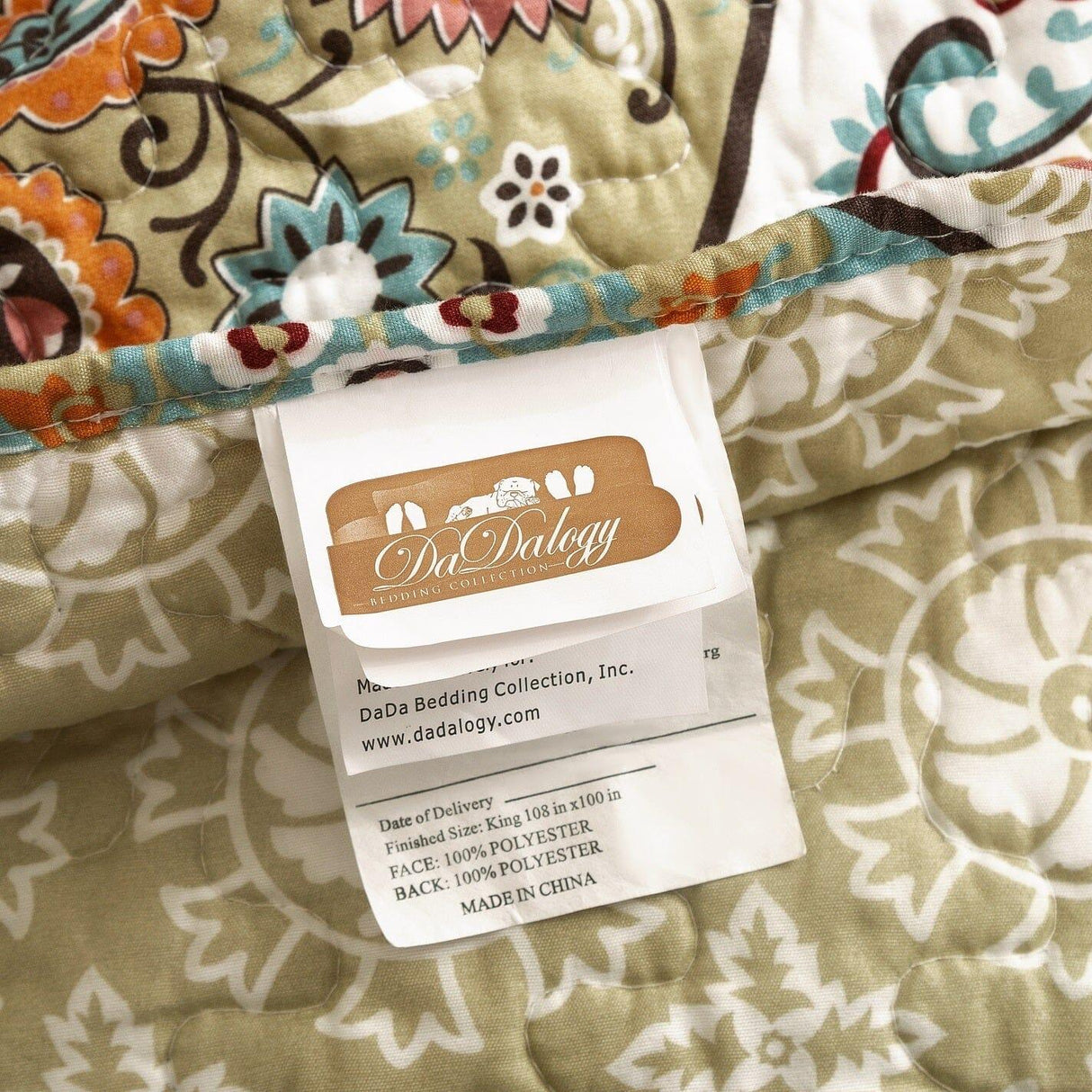 DaDa Bedding Bohemian Floral Paisley Garden Coral Teal Quilted Bedspread Set (LH1403)