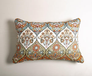DaDa Bedding Bohemian Floral Paisley Garden Coral Teal Quilted Bedspread Set (LH1403)