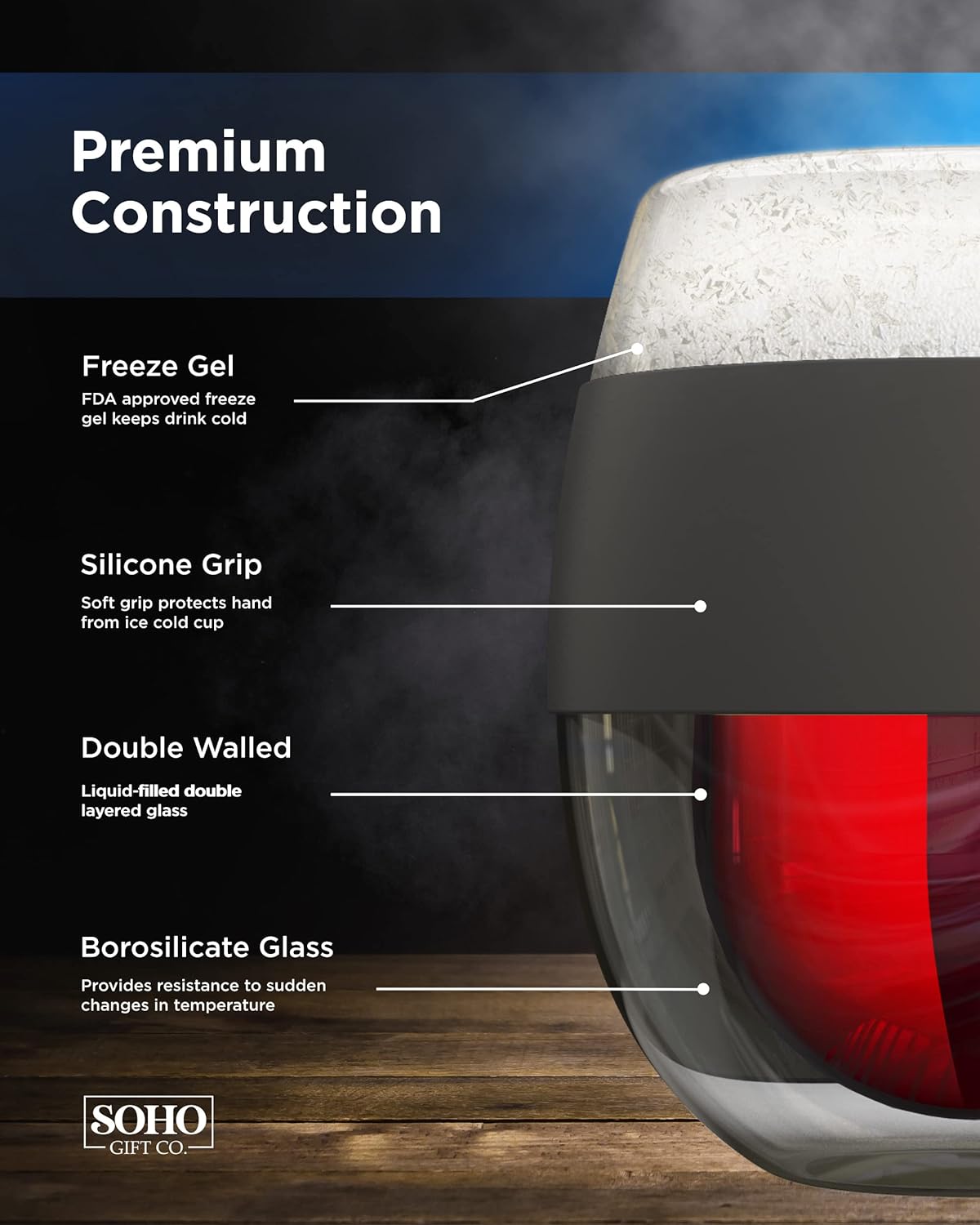 Teacher Appreciation Freezer Stemless Wine Glass Gift for Teacher Off Duty Frozen Wall Insulated Chiller Cup for Ice-Cold Drinks (Gift for Christmas/Birthday/End of Year)