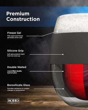 Teacher Appreciation Freezer Stemless Wine Glass Gift for Teacher Off Duty Frozen Wall Insulated Chiller Cup for Ice-Cold Drinks (Gift for Christmas/Birthday/End of Year)