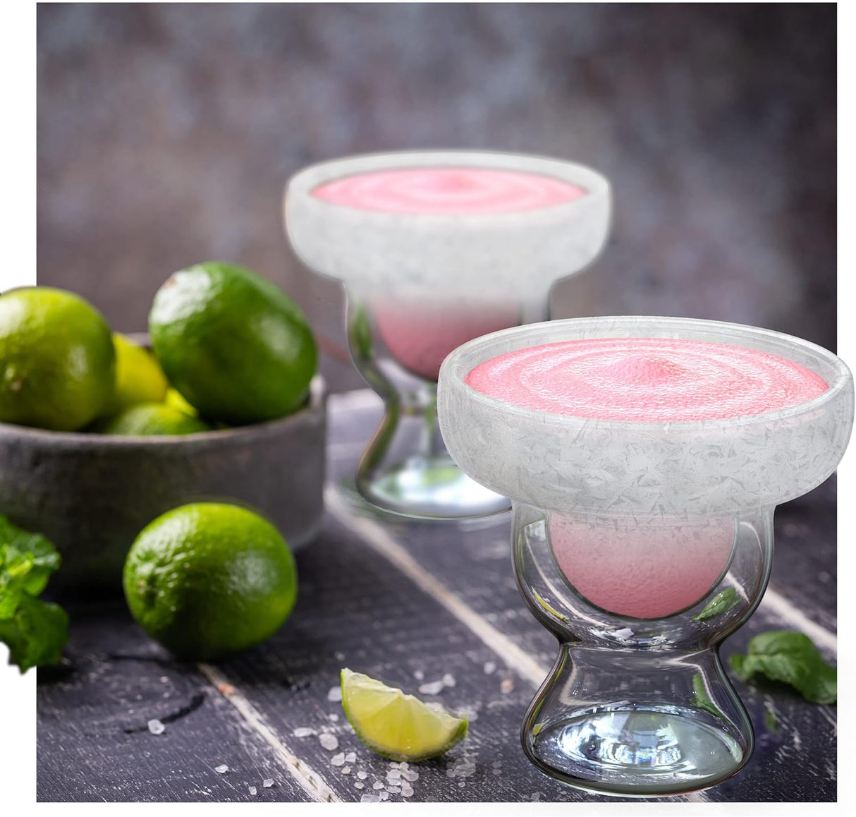 Frozen Margarita Glass - Stemless 12oz Double Wall Freezable Gel Chiller Cocktail Glass - Ice Cold Freezer Drinking Cup, Gift Boxed Present for Christmas, Birthday (1 count)