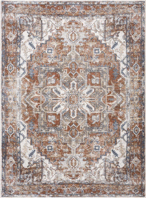 Rust Hera Washable Area Rug - Clearance