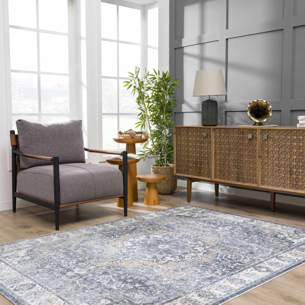 Aurum Blue Washable Area Rug - Clearance