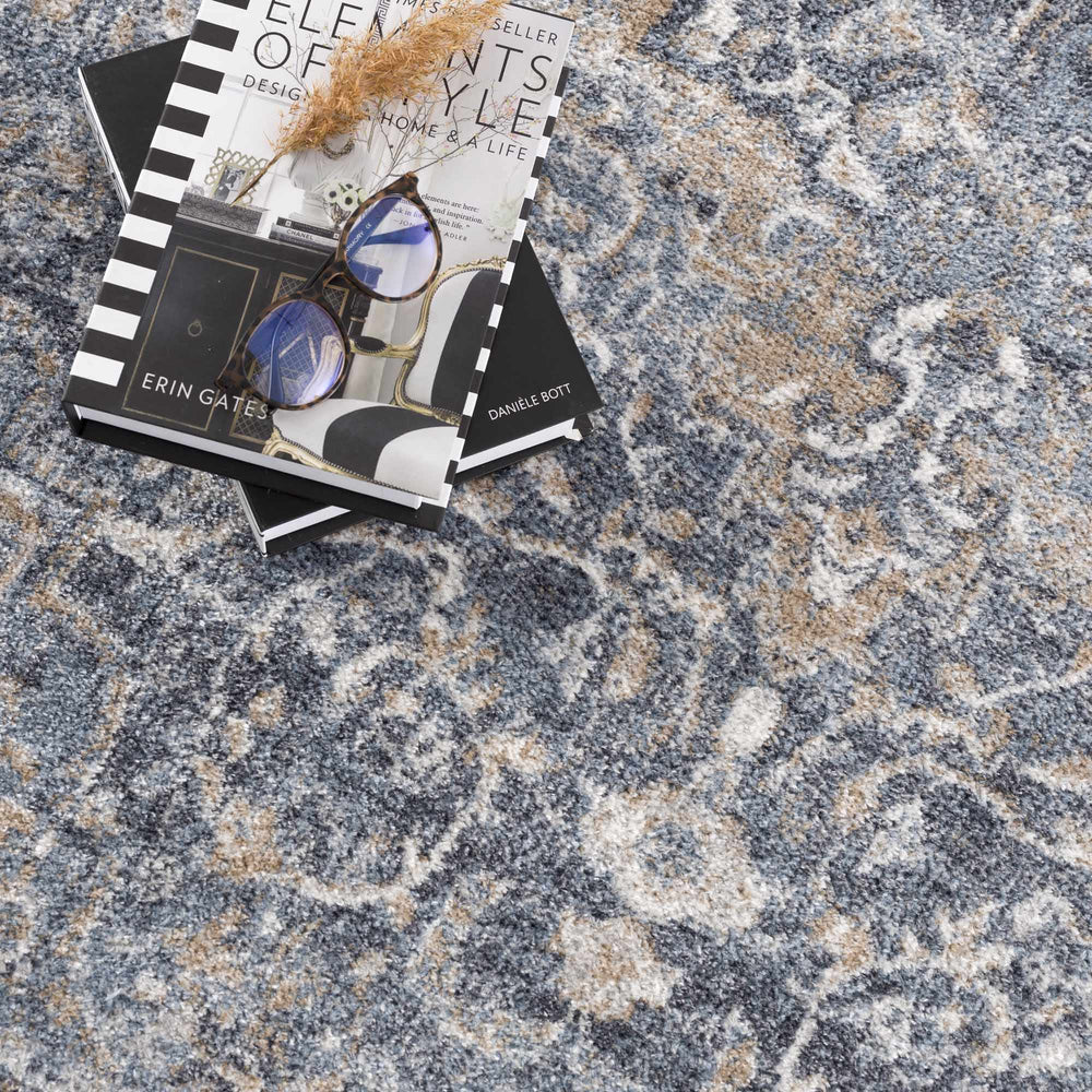 Aurum Blue Washable Area Rug - Clearance