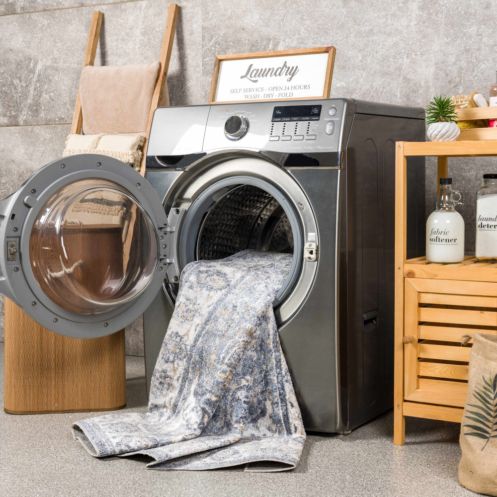 Aurum Blue Washable Area Rug - Clearance