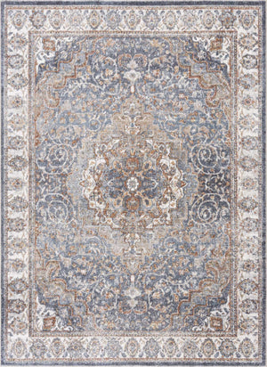 Aurum Blue & Beige Washable Area Rug - Clearance