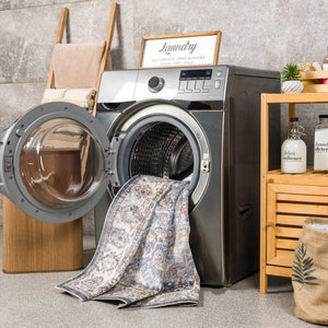 Aurum Blue & Beige Washable Area Rug - Clearance