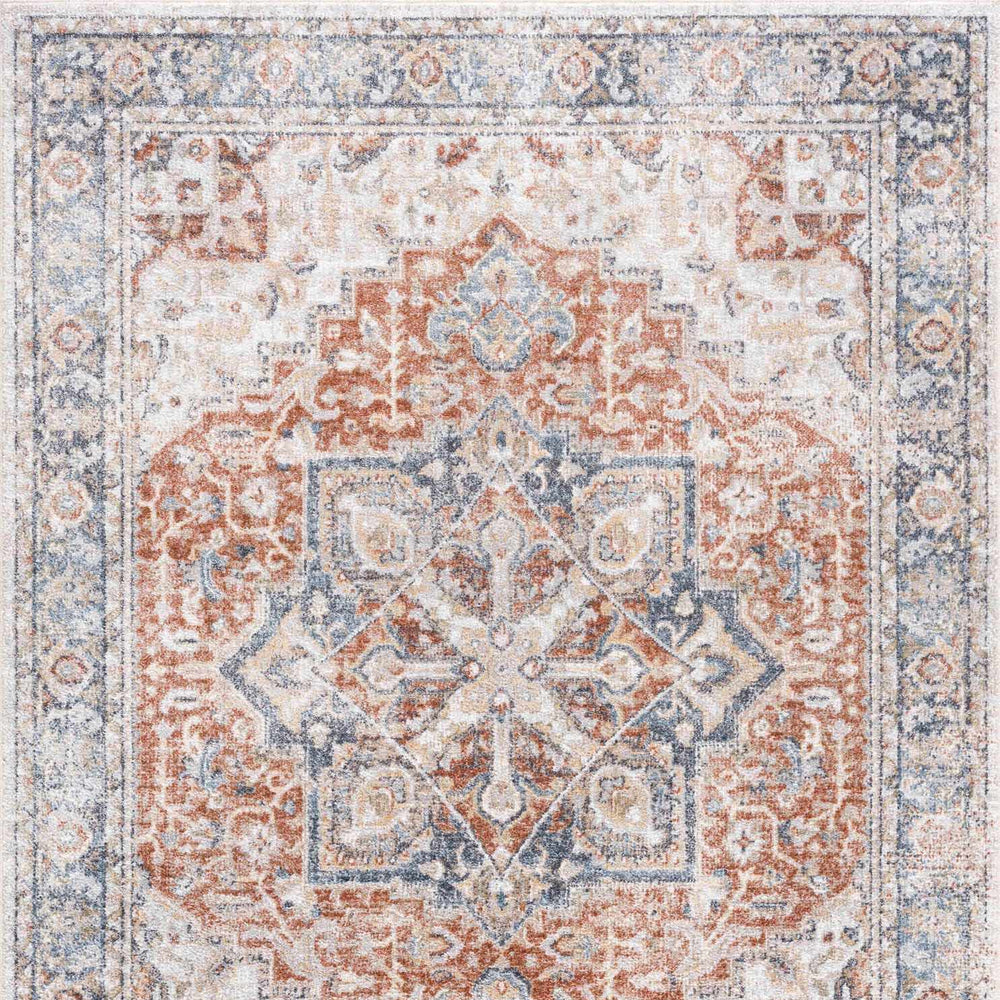 Neta Red & Blue Flat Pile Washable Rug