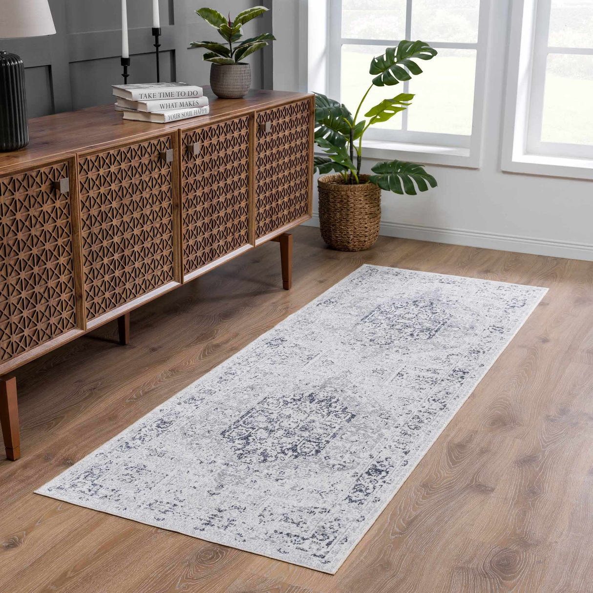 Akram Antrasit Flat Pile Washable Rug