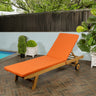 Mallorca modern classic adjustable acacia wood chaise outdoor lounge chair with cushion & wheels