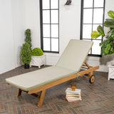 Mallorca modern classic adjustable acacia wood chaise outdoor lounge chair with cushion & wheels