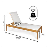 Lagunan modern minimalist adjustable acacia wood chaise outdoor lounge chair