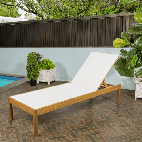 Lagunan modern minimalist adjustable acacia wood chaise outdoor lounge chair
