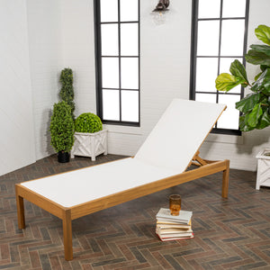 Lagunan modern minimalist adjustable acacia wood chaise outdoor lounge chair