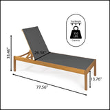 Lagunan modern minimalist adjustable acacia wood chaise outdoor lounge chair
