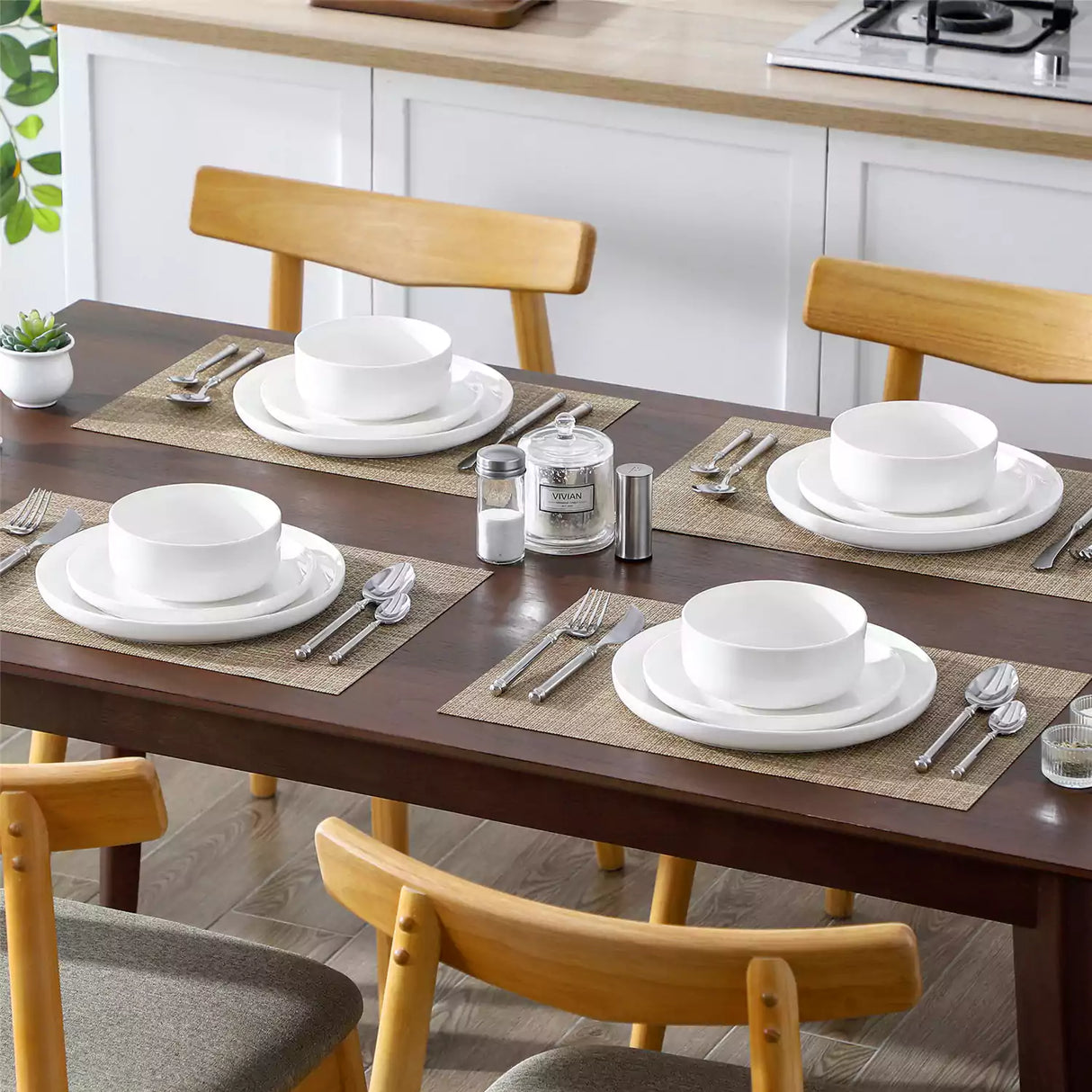 Luna Marble Blue 24 Piece Dinnerware Set for 8