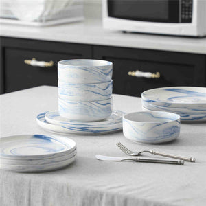 Luna Marble Grey 12 Piece Dinnerware Set