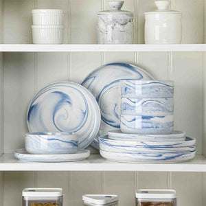 Luna Marble Blue 12 Piece Dinnerware Set