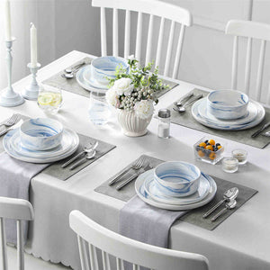 Luna Marble Grey 12 Piece Dinnerware Set