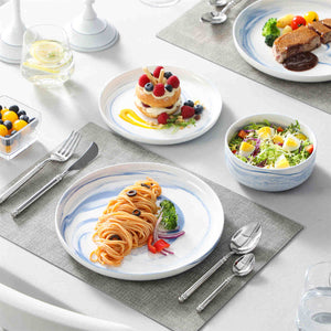 Luna Marble Blue 12 Piece Dinnerware Set