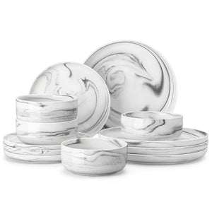 Luna Marble Blue 12 Piece Dinnerware Set