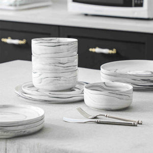 Luna Marble Pink 12 Piece Dinnerware Set
