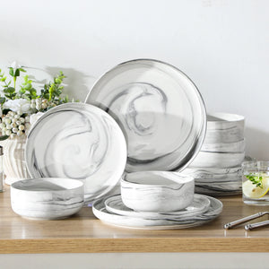 Luna Marble Pink 12 Piece Dinnerware Set