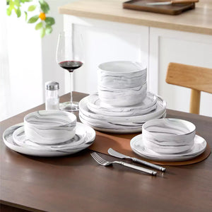 Luna Marble Grey 24 Piece Dinnerware Set for 8
