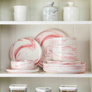 Luna Marble Pink 12 Piece Dinnerware Set