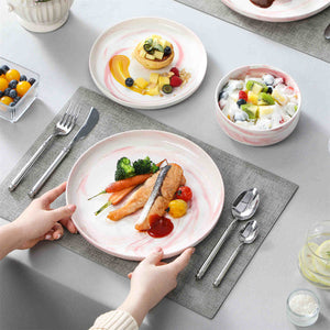 Luna Marble Pink 12 Piece Dinnerware Set