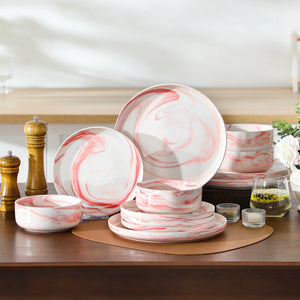Luna Marble Grey 12 Piece Dinnerware Set