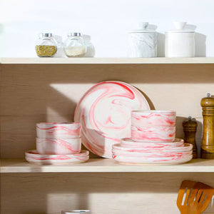 Luna Marble Grey 24 Piece Dinnerware Set for 8