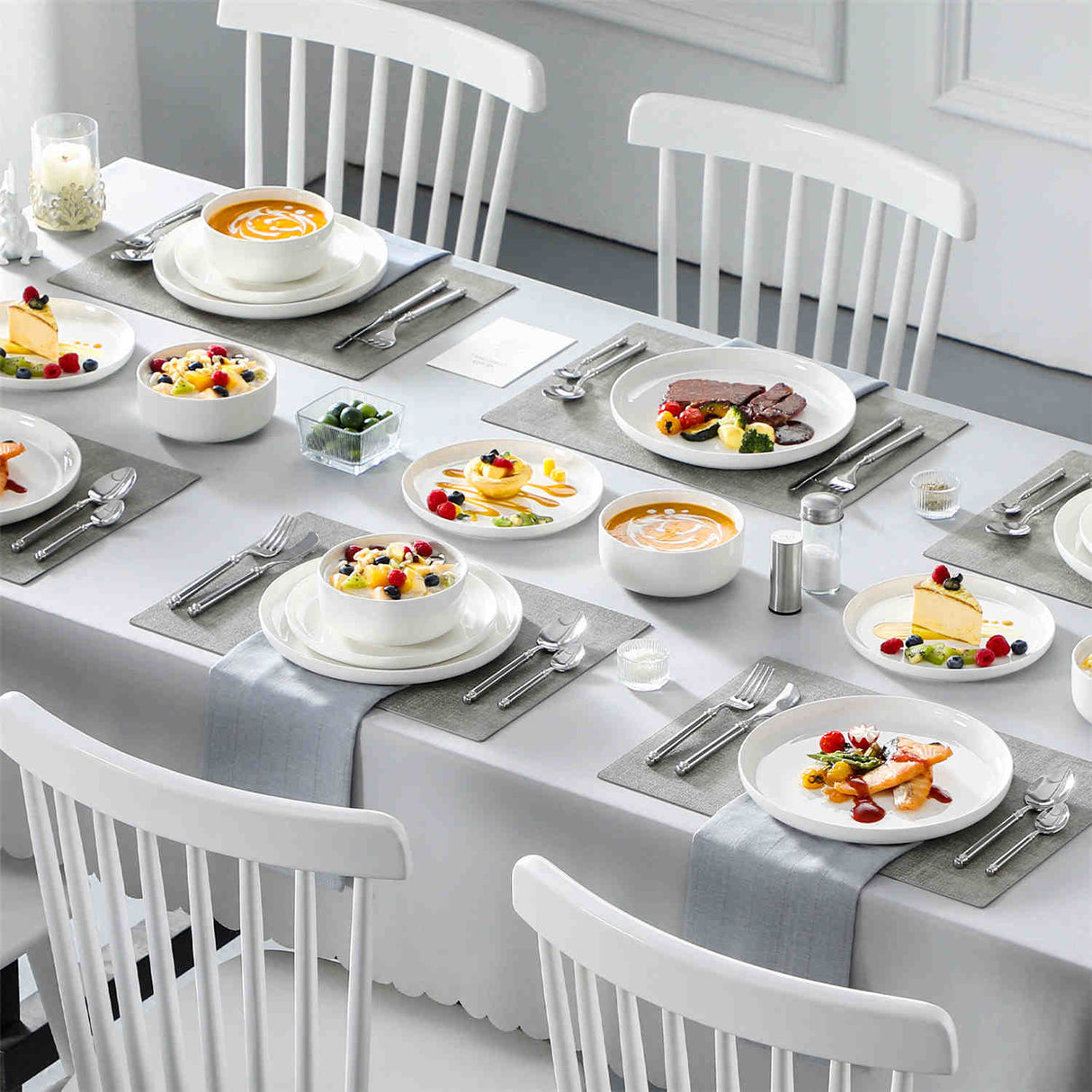 Luna Marble Grey 18 Piece Dinnerware Set