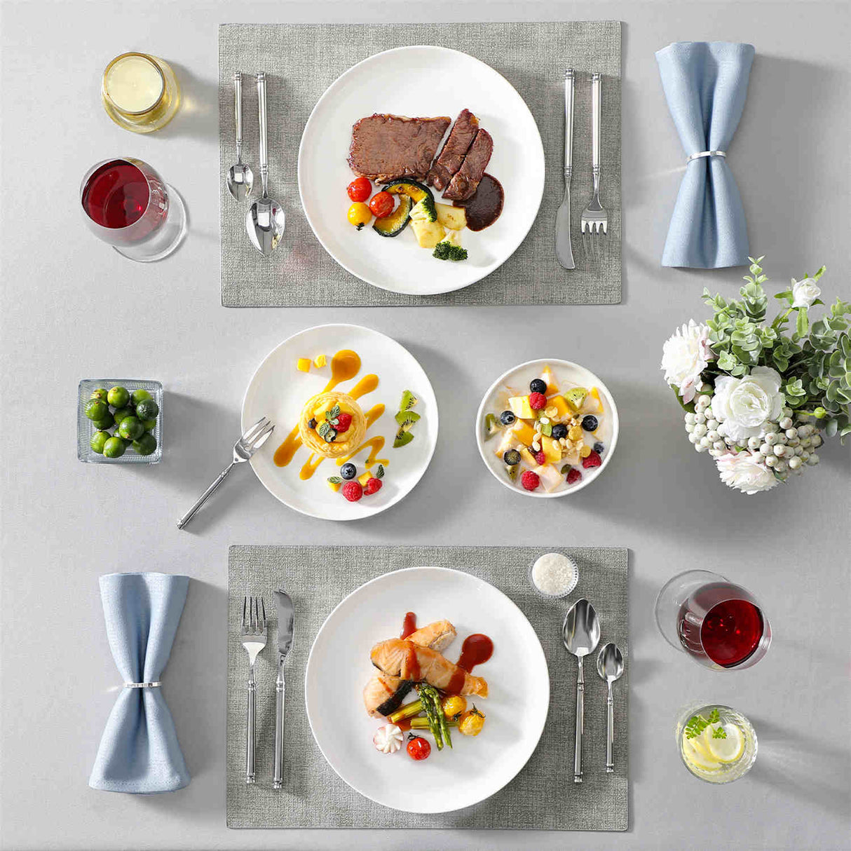 Luna Marble Blue 18 Piece Dinnerware Set