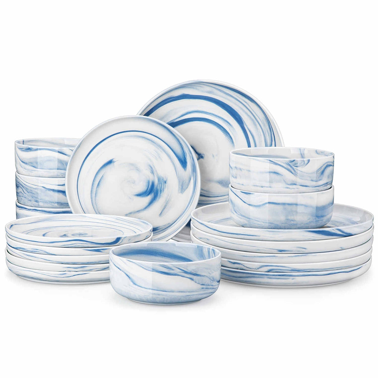 Luna Marble Blue 18 Piece Dinnerware Set