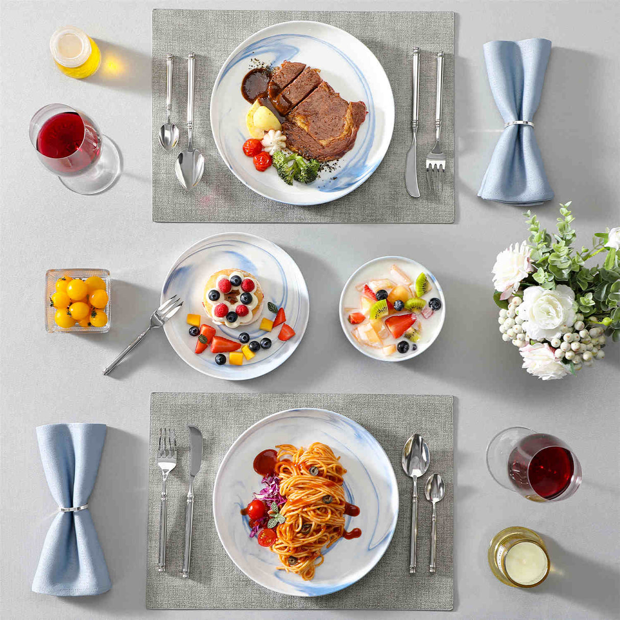 Luna Marble Grey 18 Piece Dinnerware Set