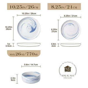 Luna Marble Grey 18 Piece Dinnerware Set