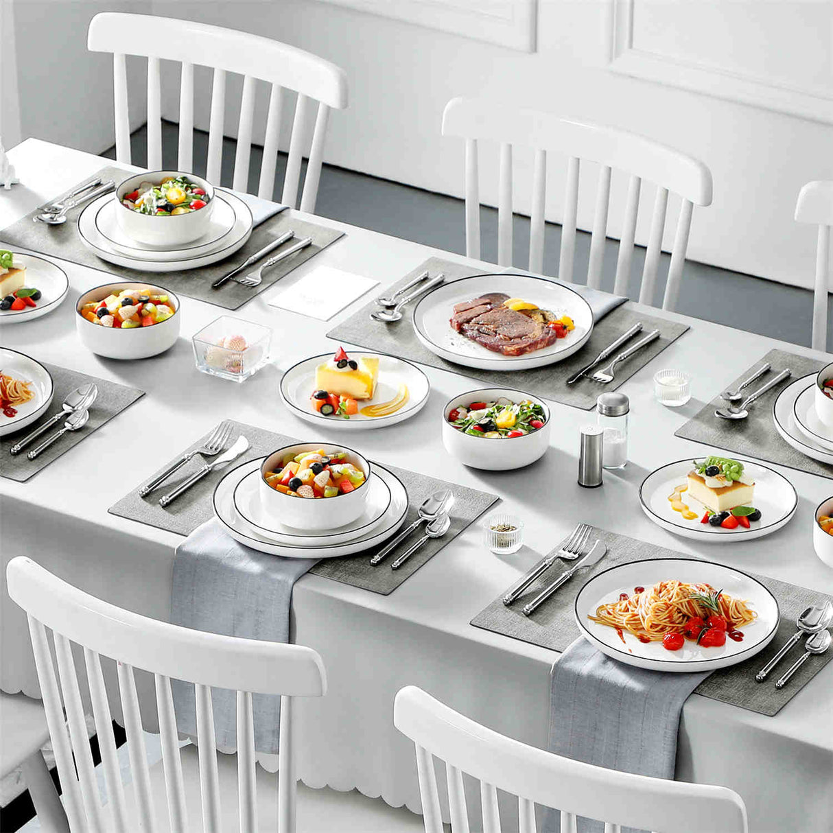 Luna Marble Blue 18 Piece Dinnerware Set